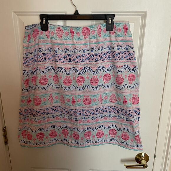 Talbots Cotton Skirt XL Printed Seashell Preppy Pickleball Travel Resort - Picture 7 of 8